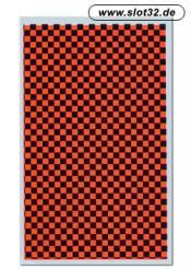decal chequered sheet black and fluo red